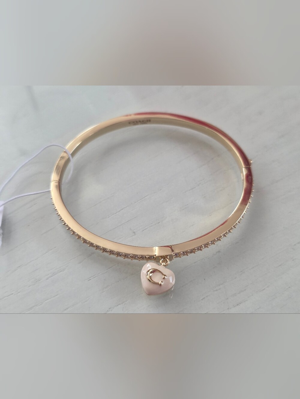 COACH Resin Heart Hinge Bangle Bracelet Jewelry NWT